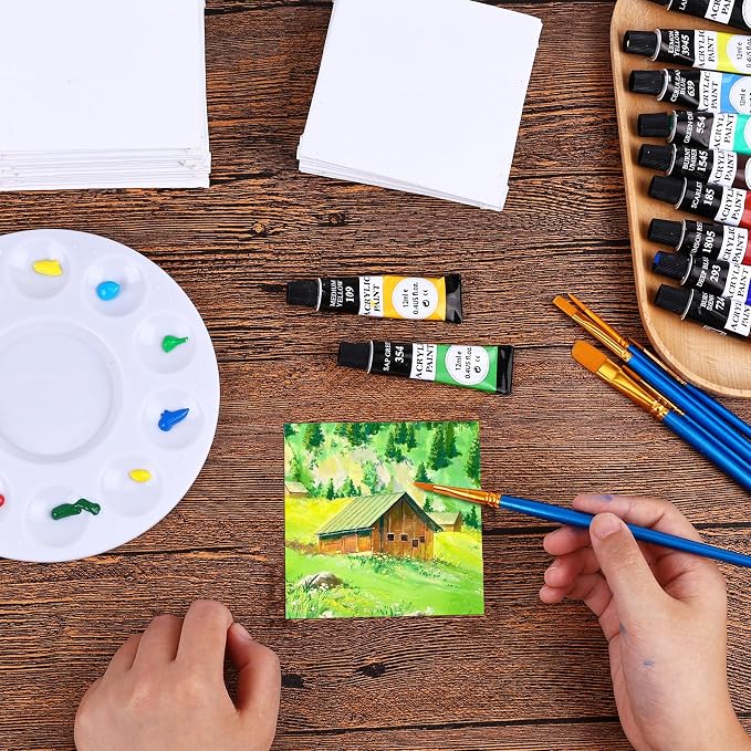 ESRICH 3x3IN Small Canvases for Painting, 64 Pack Mini Canvas Boards Cotton - Image 6