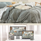MooMee Gingham Duvet Cover Set 100% Washed Cotton Linen Like Textured - Image 7