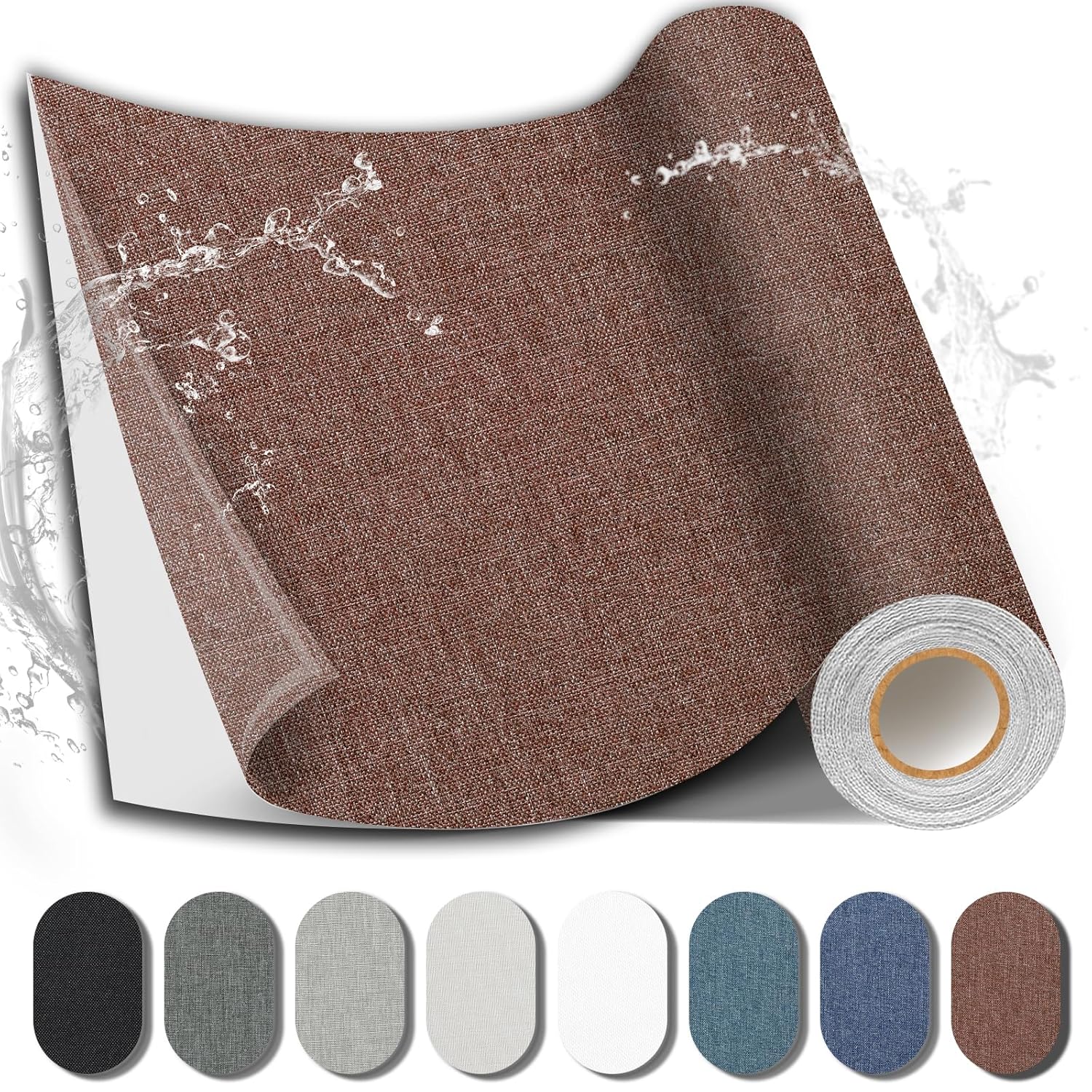 Fabric Repair Patch, 17X158 Inch Fabric Large Repair Tape, Self-Adhesive Patches for Furniture, Sofa, Car Interior, Shoes, Hand Bag, Clothing (Brown, 17X158 Inch)