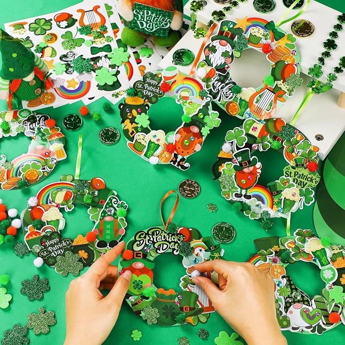Hollowfly 48 Sets St. Patrick's Day Wreath Craft Kits DIY Irish Wreath Hanging - Image 2