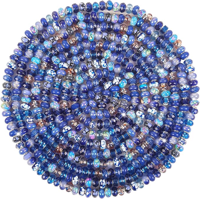 60Pcs Large Hole Beads Spacer Beads Dark Blue Assorted European Craft Big Beads by BRACELETMAKINGKIT