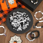 UPINS 1200Pcs Black and White Pony Beads, Halloween Pony Beads Bulk Hair Crafts - Image 4