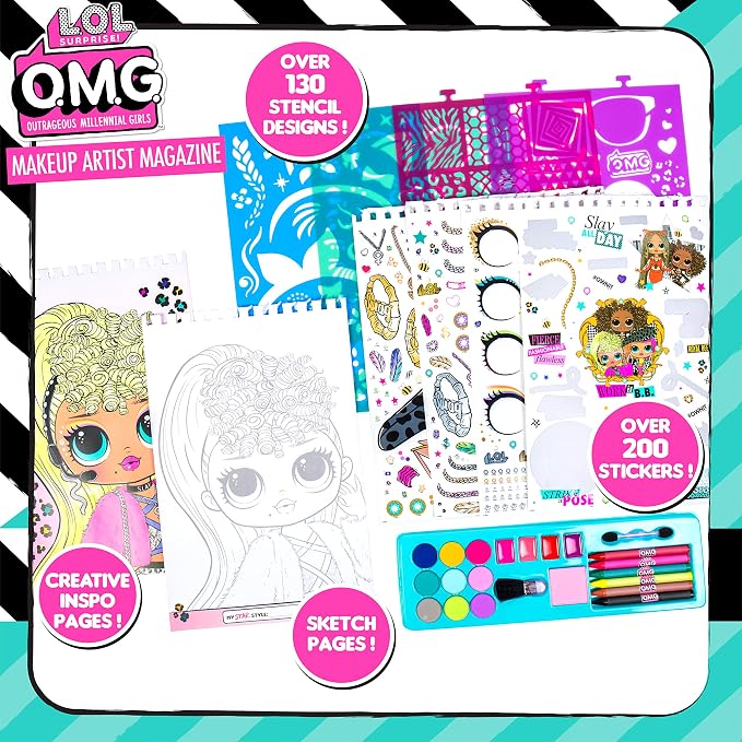 Horizon Group USA LOL OMG Make-Up Artist Magazine DIY Craft Kit, Design - Image 3