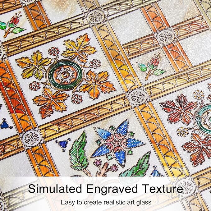 Coavas Stained Glass Window Film Decorative Privacy Cling - Image 3
