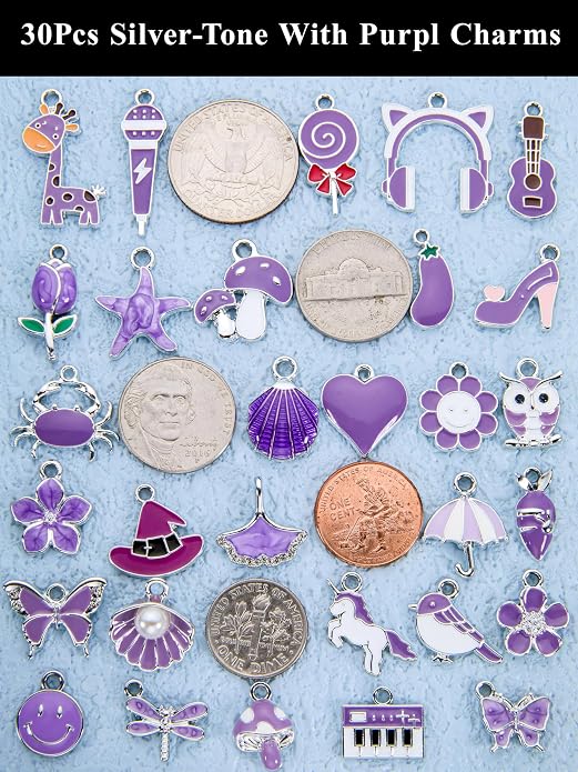 Silver-Tone Enamel Charms Set for DIY Jewelry Making - Image 2