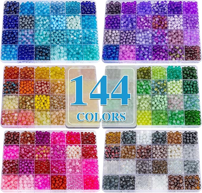 XSEINO About 7200PCS 6mm Glass Beads Bracelet Making Kit, 144 Assorted Colors by XSEINOiscreating%EF%BC%81