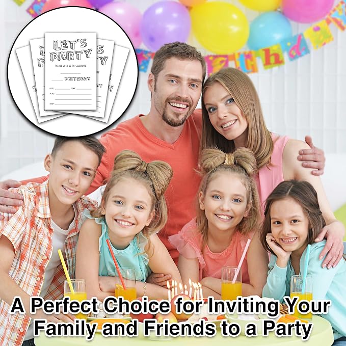 Black and White Birthday Invitations, 25 Double-Sided Invitation Cards - Image 4