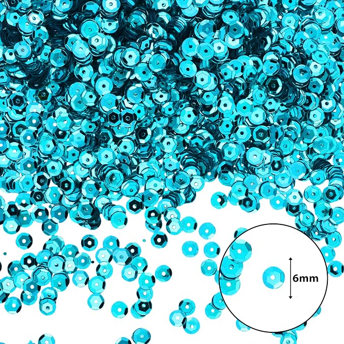 Mandala Crafts 6mm Cup Round Teal Sequins - Image 3