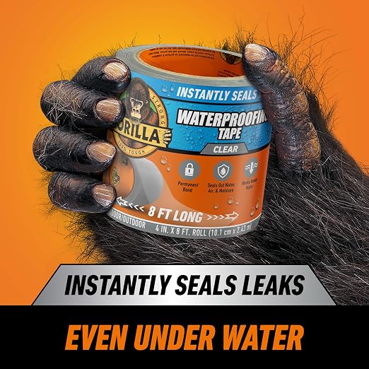 GORILLA Waterproofing Tape, UV-Resistant Backing, Bonds Vinyl, Plastic & Rubber - Image 2