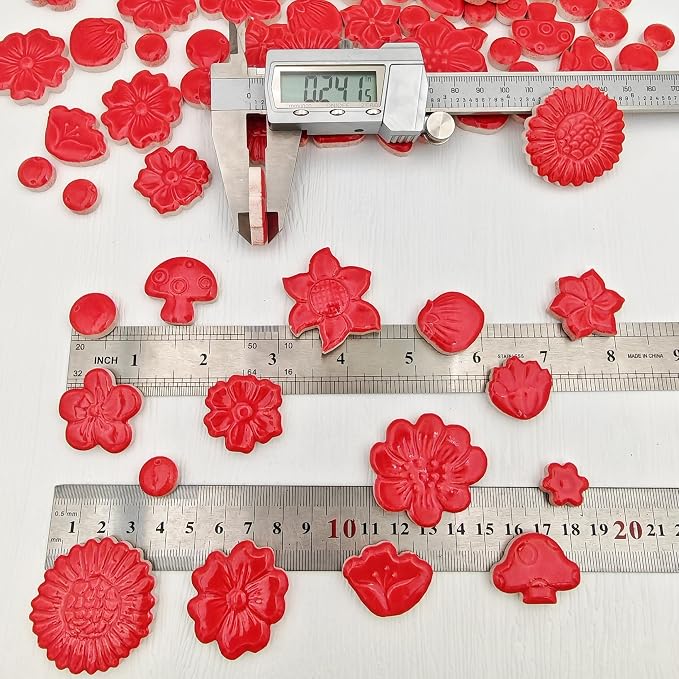 500g/1.1lb Ceramic Mosaic Tiles Mixed Shapes of Flowers, Mushrooms - Image 4
