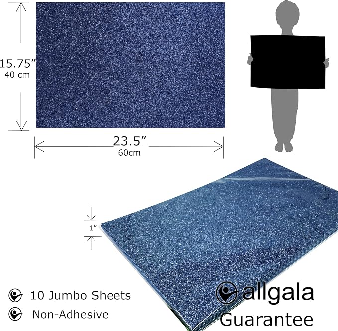 Allgala Jumbo Glitter EVA Foam Sheets 10 Pack 16x24 inch Paper Sheets- Navy - Image 2