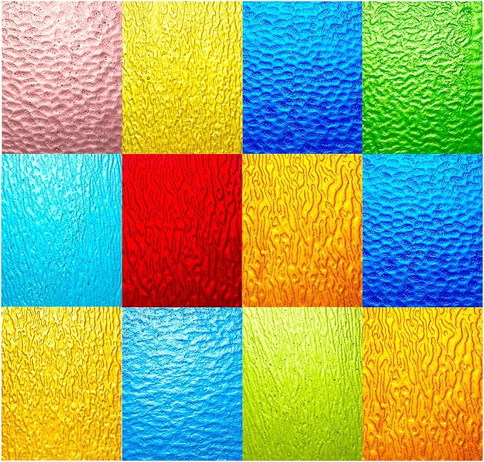 Lanyani 10 Sheets Bright Variety Transparent Textured Stained Glass Sheets Pack - Image 9