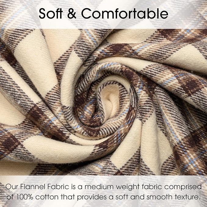 Pico Textiles 5 Yards Bolt Tan and Brown Tartan Plaid Flannel Fabric - Image 2