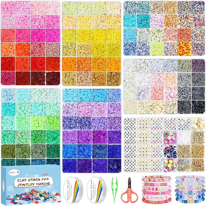 Redtwo 23000Pcs Clay Beads Friendship Bracelet Making Kit, 7 Boxes 144 Colors by Redtwo
