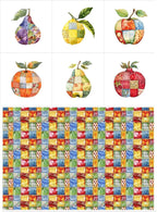 Fruit Patchwork Cotton Fabric Panel – 6 Fruit Designs + Bonus Patchwork Sheet by FabricsTown