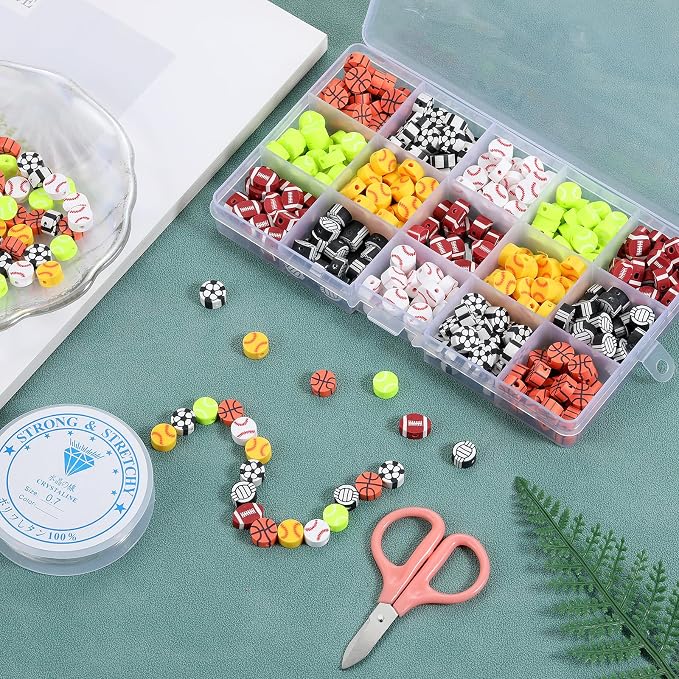 100Pcs Sports Ball Beads for Jewelry Making, Sports Polymer Clay Bead, Baseball - Image 4