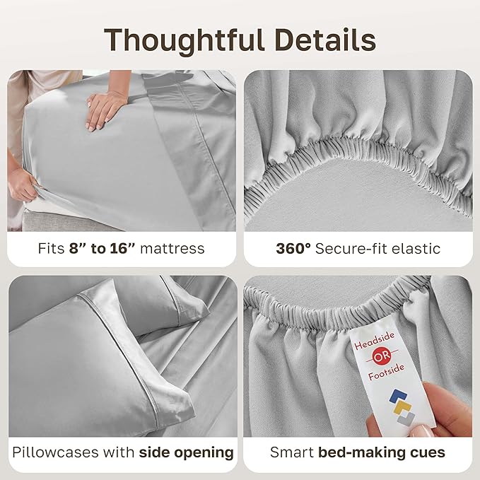 California Design Den Soft 100% Cotton Sheets Queen Size Set, 400 TC Good - Image 6