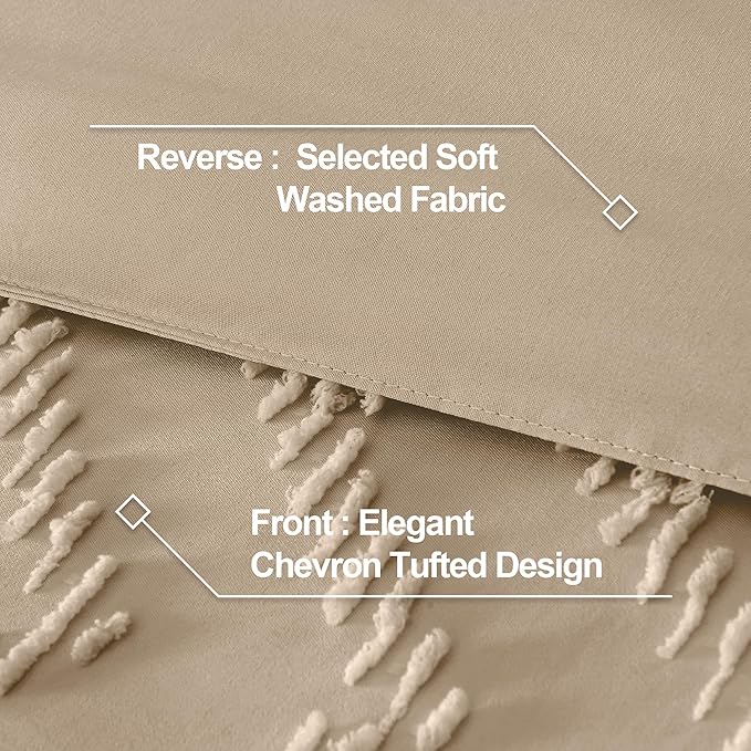 Andency Taupe Comforter Set Full Size, Boho Soft Warm Tufted Bedding Comforter - Image 6