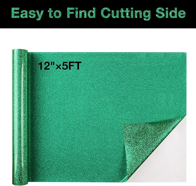 TORC Green Glitter HTV Heat Transfer Vinyl Roll 12 inch x 10 ft Iron on Vinyl - Image 2