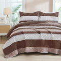 Andency King Size Quilt Set Brown, 3 Pieces Coffee Ultra Soft Lightweight by Andency