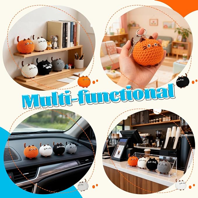 Joyclub Crochet Kit for Beginners 4 PCS Cat Family Learn to Crochet Kit - Image 7