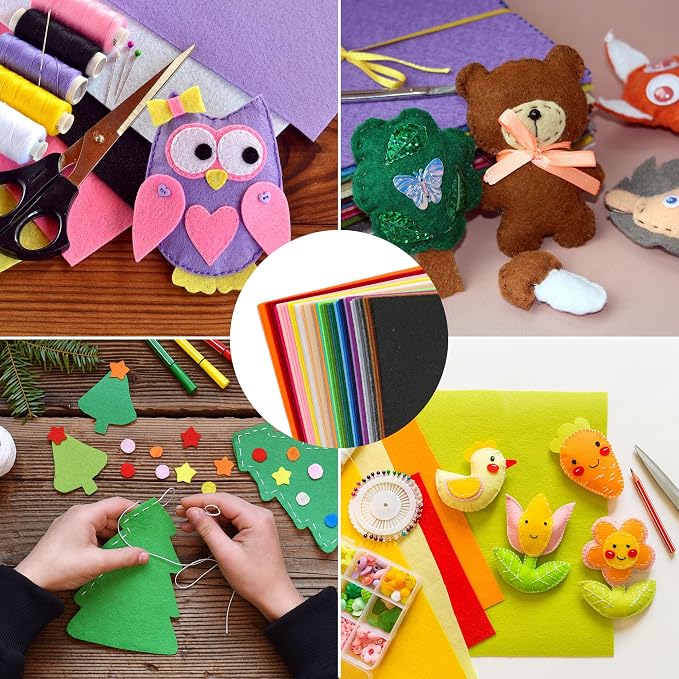 40PCS 12 x 12”, 2mm Thick Stiff Felt Fabric Sheets Assorted Colours Felt Pack - Image 7