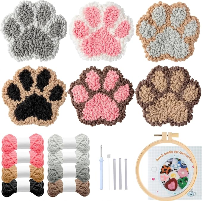Avtytsda 6PCS Punch Needle Coaster Kit, Easy Punch Needle DIY Embroidery Set by Avtytsda