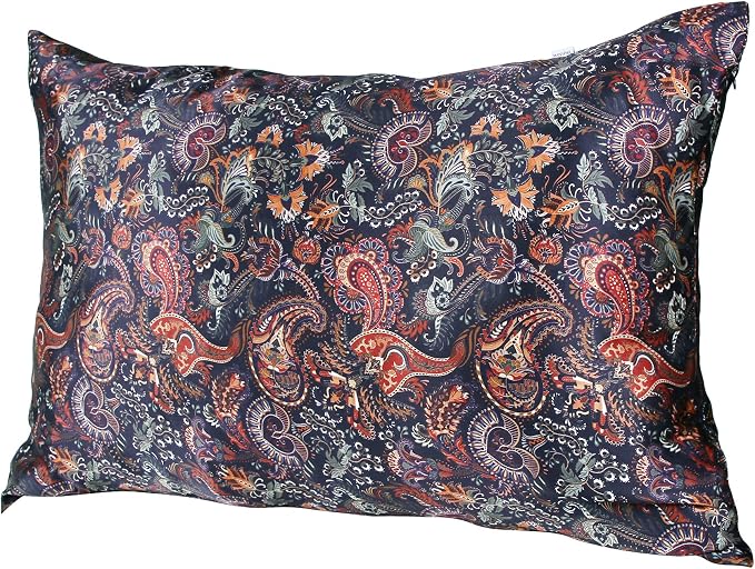 MANSPHIL Purple Paisley 100% Silk Pillowcases Queen Size, Bohomian Brown Floral by MANSPHIL