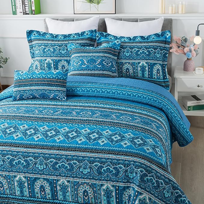 BEDIFANY Cotton Queen Quilt Sets, Lightweight Boho Queen Size Quilt Bedding Set - Image 3