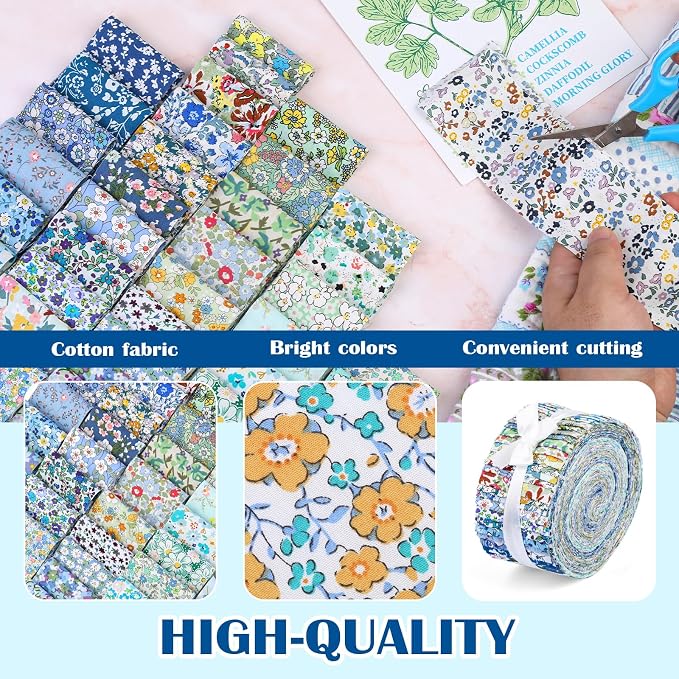 45 Pcs Fabric Jelly Rolls, Jelly Roll Strips - Image 3