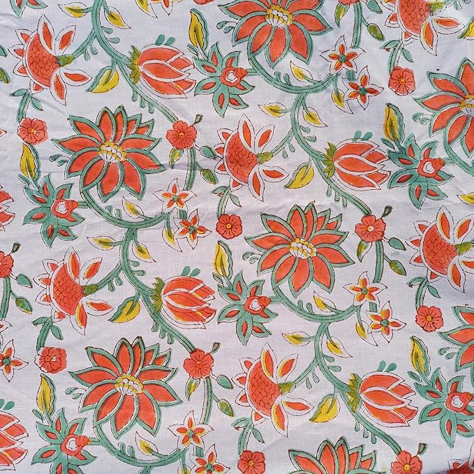 E-Tailor® Hand-Block Printed Pre-Cut Cotton Fabric Ideal - Image 2