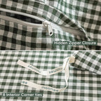 MooMee Gingham Duvet Cover Set 100% Washed Cotton Linen Like Textured - Image 8