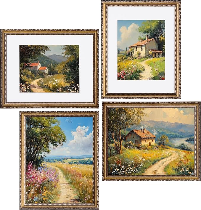 eletecpro 11x14 Vintage Picture Frame, Glass Cover, Bronze Gold, Horizontal or - Image 7