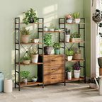 AFLUI Triple Bookshelf with 3 Fabric Drawers, 4-Tier Book Shelf and 10 Display - Image 8