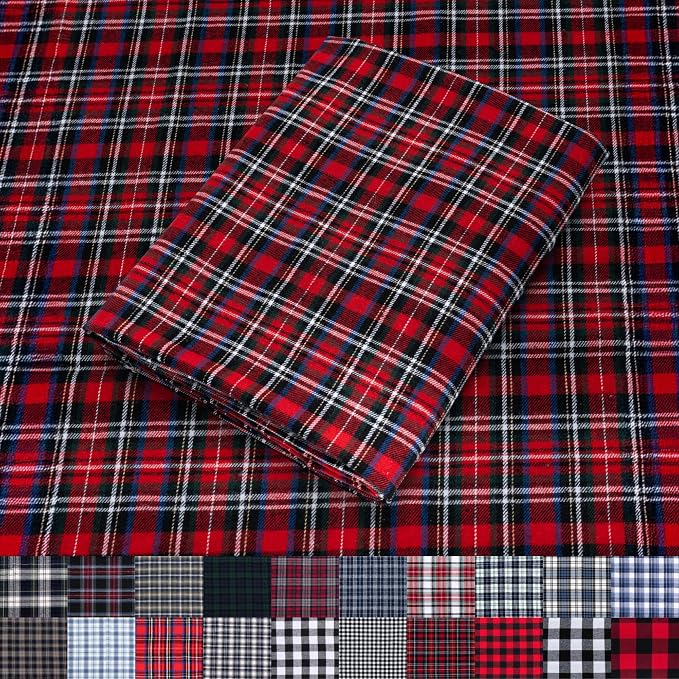Pico Textiles 2 Yards Bolt Red and Black Tartan Plaid Flannel Fabric by PicoTextiles