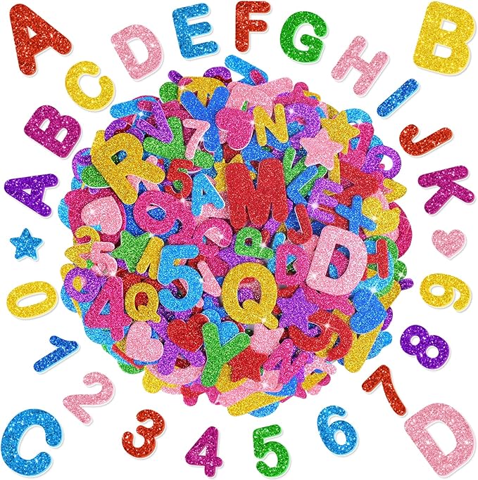 616PCS Glitter Foam Letter Stickers, Colorful Alphabet Number Stickers by Unknown