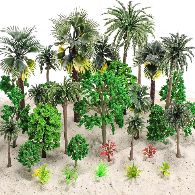 Skylety 35 Pcs Model Trees 6.3-1.2 Inch Mixed Miniature Trees Diorama Supplies by Skylety