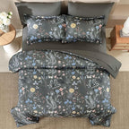 Yiran 7 Piece Grey Floral Comforter Set King Size, Botanical Flowers Bed in a - Image 3