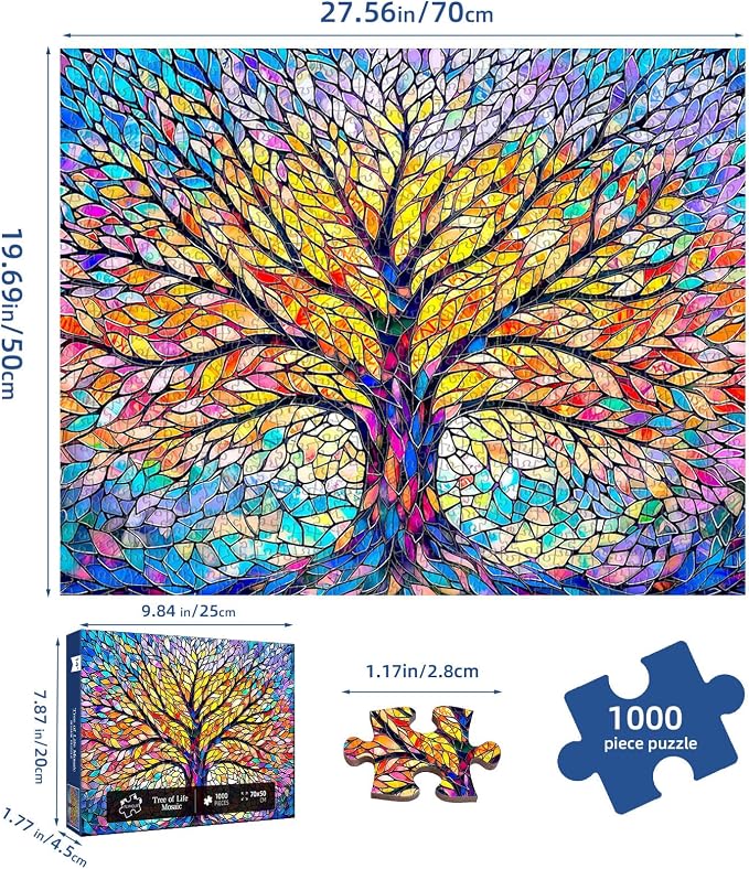 Tree of Life Mosaic Puzzles for Adults 1000 Pieces, Challenging Jigsaw Puzzles - Image 2
