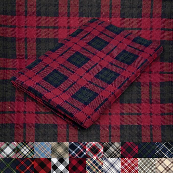 Pico Textiles 4 Yards Bolt Red and Green Tartan Plaid Flannel Fabric by PicoTextiles