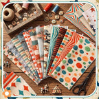 HunnmingRe 20 Pcs 10''x10'' Vintage Carnival Quilting Fabric Square Precuts - Image 4