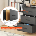 AFLUI Triple Bookshelf with 3 Fabric Drawers, 5-Tier Book Shelf and 10 Display - Image 5