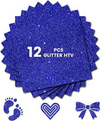 Glitter HTV Heat Transfer Vinyl, Royal Blue 12pcs 12" x 10" Iron-on Vinyl | by Unknown