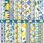 HunnmingRe 20 Pcs 10''x10'' Lemon Quilting Fabric Square Chinoiserie Precuts by HunnmingRe