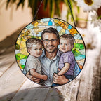 LOVELYPOD Personalized Dad Stained Glass Sun Catcher, Photo Family Portrait - Image 4