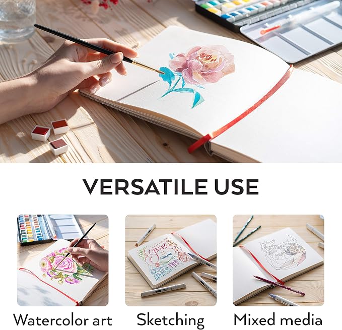 ARTEZA Watercolor Sketchbooks, 8.25 x 8.25 Inches, 68 Pages Each, 110 lb / 230 - Image 4
