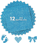 Glitter HTV Heat Transfer Vinyl, Light Blue 12pcs 12" x 10" Iron-on Vinyl | by Unknown
