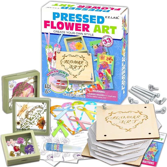 Creative Flower Press Kit for Kids, FunKidz 9 Layers Wooden Pressed Flowers by FUNKIDZ