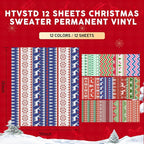 Ugly Sweater Permanent Adhesive Vinyl 12 Sheets 12'' x 10'' | Red Green Trees - Image 2