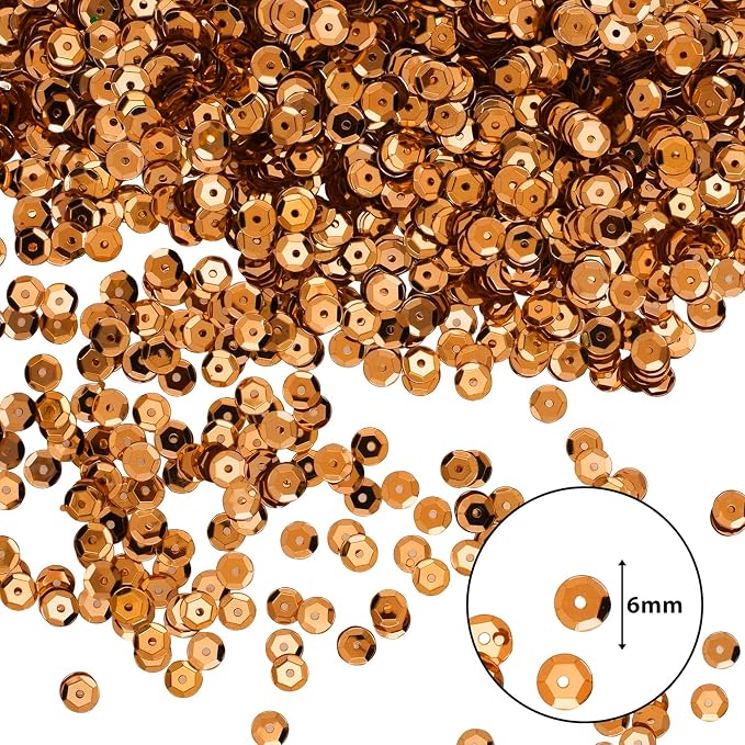 Mandala Crafts 6mm Cup Round Copper Sequins - Image 3